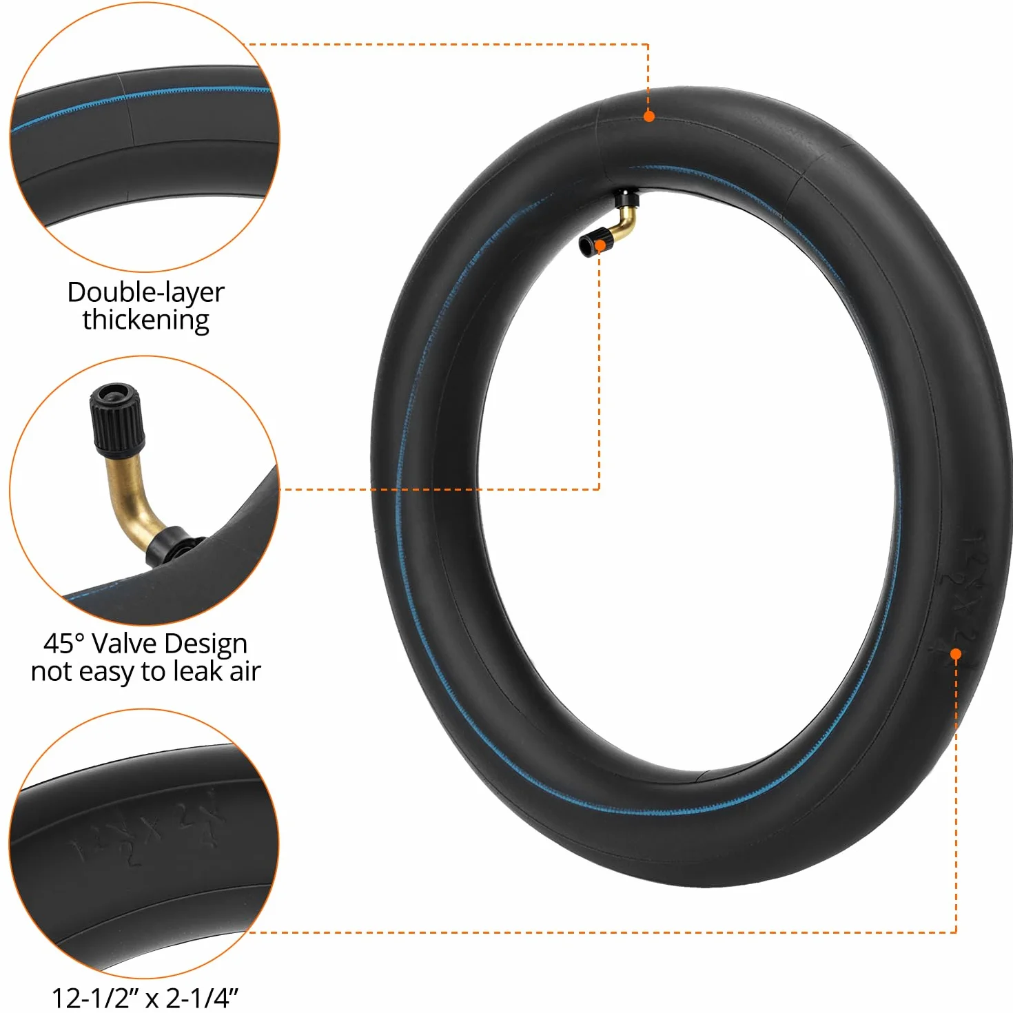 QWORK 2 Piezas 12.5x2.25 Cámaras de Aire para Bicicleta, 12 1/2 x 2 1/4 para Scooters Eléctricos