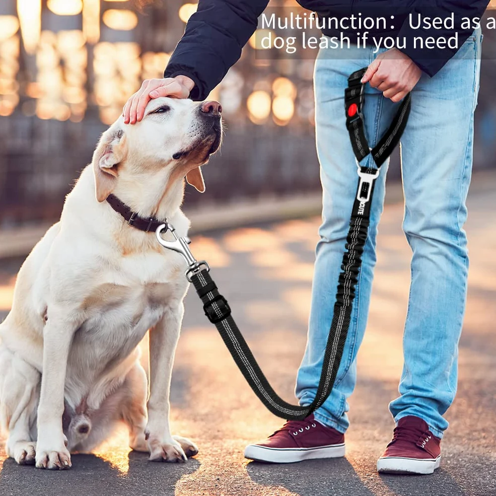 Juego de 2 cinturones de seguridad retráctiles para perro, cinturón de seguridad ajustable para reposacabezas de vehículo, ajustable, resistente, elástico y duradero, arnés de coche para perro