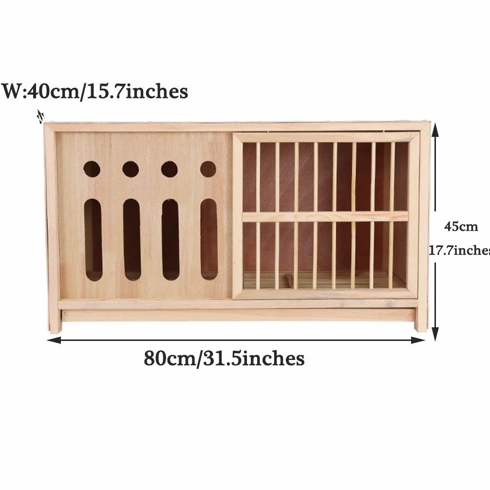 Transportín para pájaros a Prueba de Humedad - Jaula de Pino Natural Semi-sombreada para Palomas, 80x40x45 cm - Hogar Duradero, Espacioso y cómodo para Tus Amigos emplumados