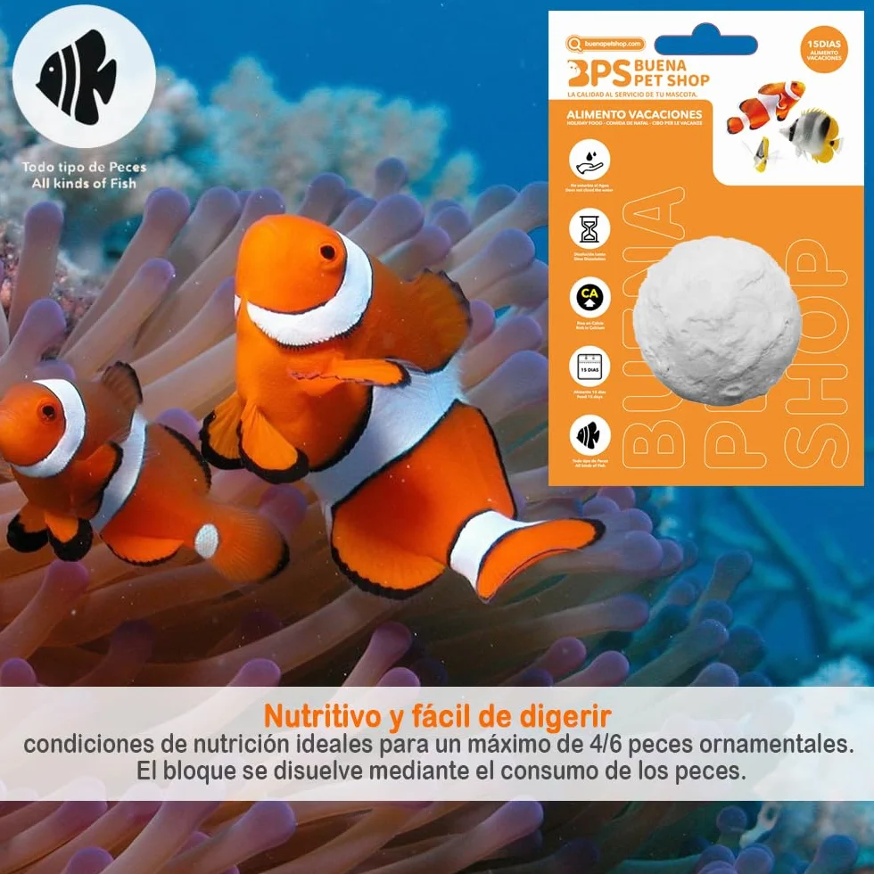 BPS 4 Piezas Alimento de Peces para Fin de Semana para 15 Días para Todos Tipos de Peces de Acuario Bloque de Comida BPS-4125 * 4