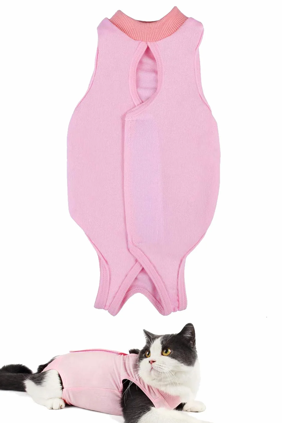 Traje de recuperación Profesional para Gatos, Gata Camiseta de recuperación, heridas Abdominales Profesional para heridas, de recuperación quirúrgica Ropa Chaleco de pequeños Gatos (M, Rosado)