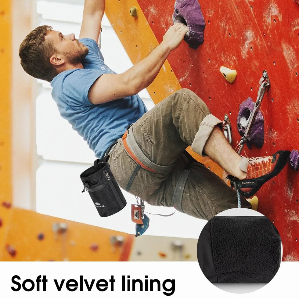 Bolsa de magnesio para escalada con cepillo y cinturón ajustable