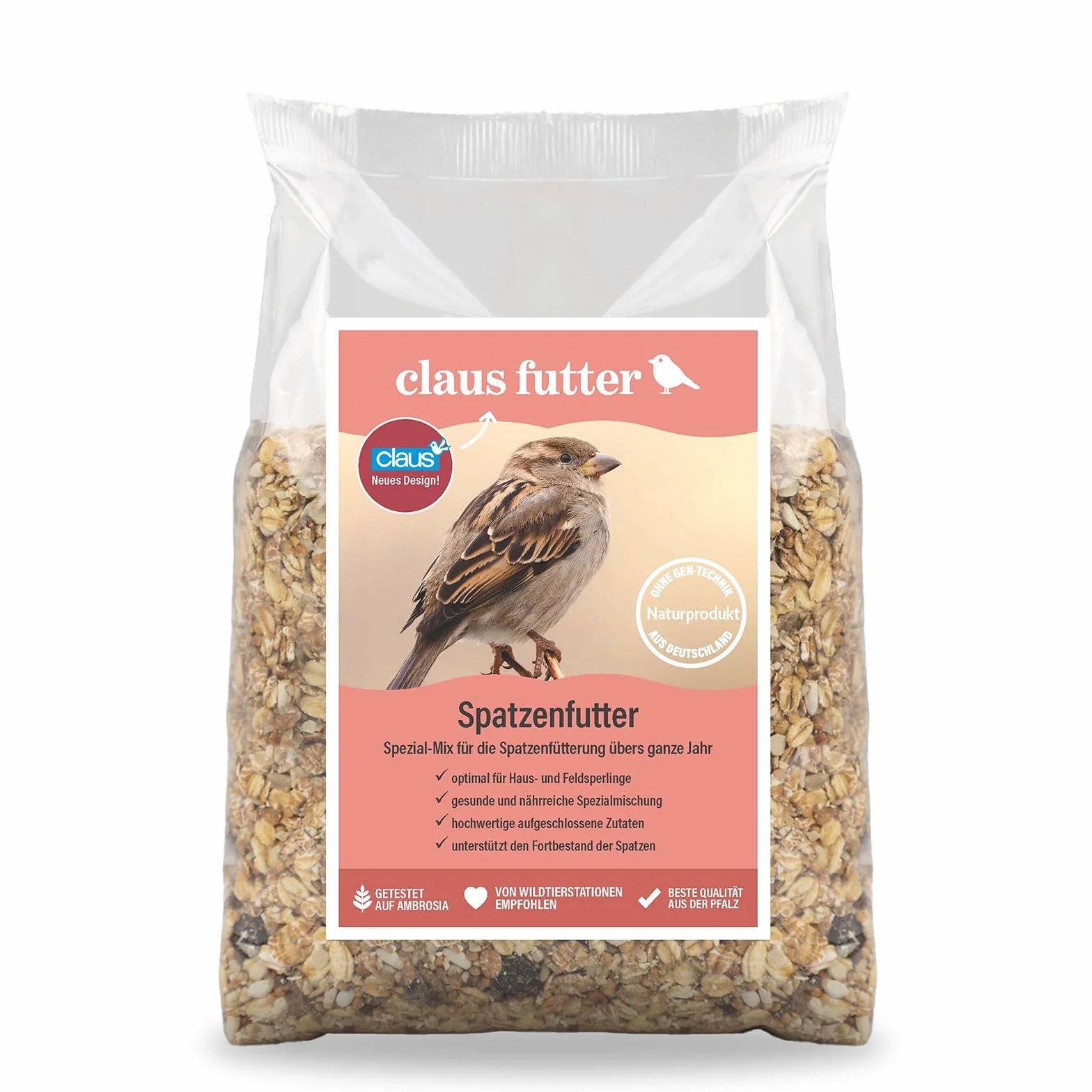 Claus Pienso para gorriones, mezcla especial para alimentación todo el año, paquete doble, 2 x 700 g