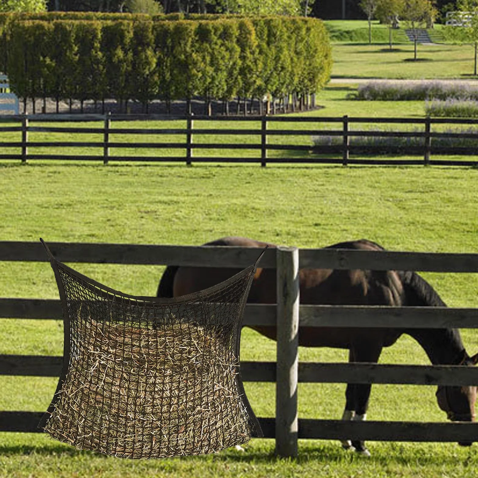 Red de Heno para Caballos,2 Piezas Red de Heno Pacas 80x90 cm,Malla de Henos,con 4 Mosquetones,Capacidad de 8 Kg,Prolongación de La Hora de Alimentación,para Cabras,Animales,Caballos