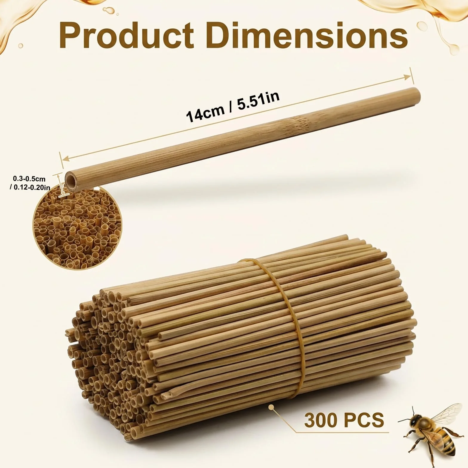 300PCS Pajitas de Trigo para Hotel de Insectos 14,5 cm, Tubo para Nido de Abejas Silvestres, Relleno Natural para Casa de Insectos, Hotel Abejas, Colmenas de Abejas DIY