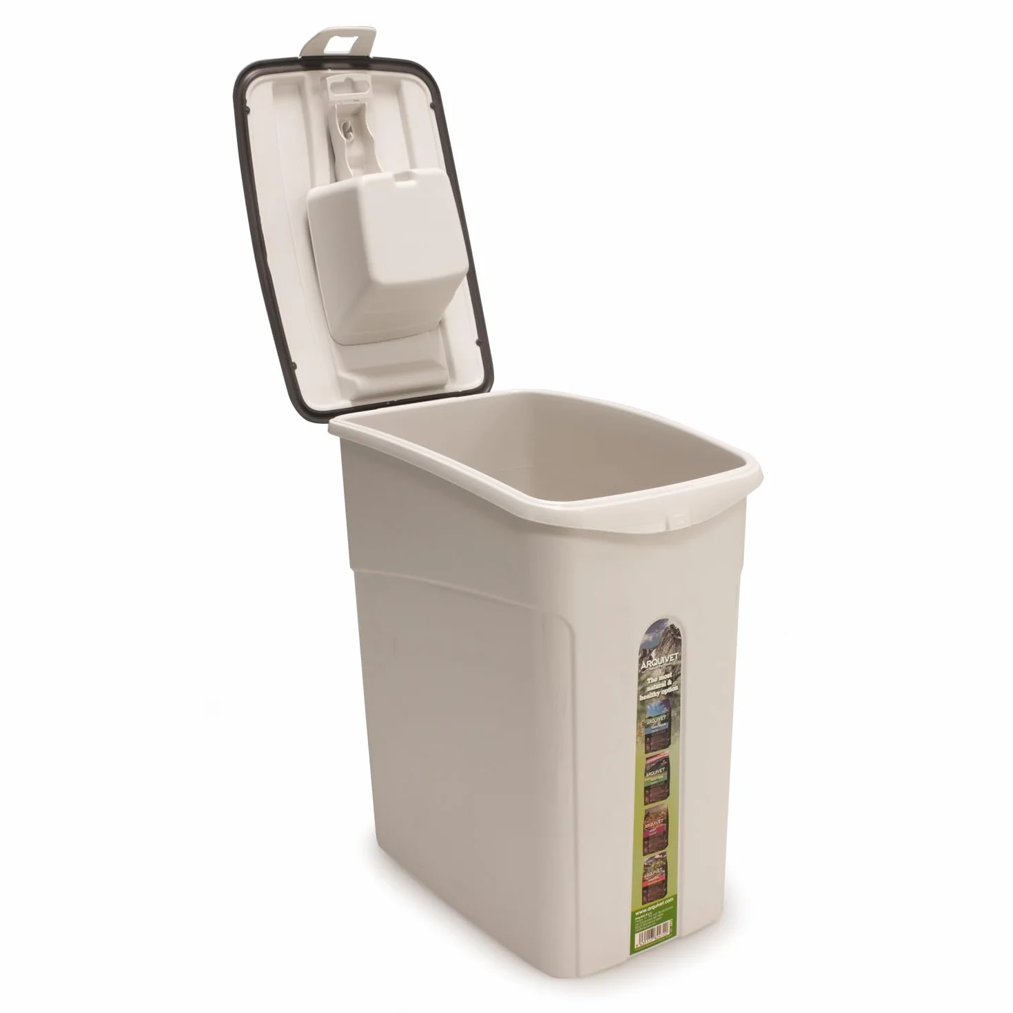 Arquivet, Contenedor hermético para pienso de perros o gatos, Hasta 14 litros, 5 Kg, Cubo para guardar la comida de nuestra mascota, Incluye pala dosificadora,19,5 x 31 x 34 cm