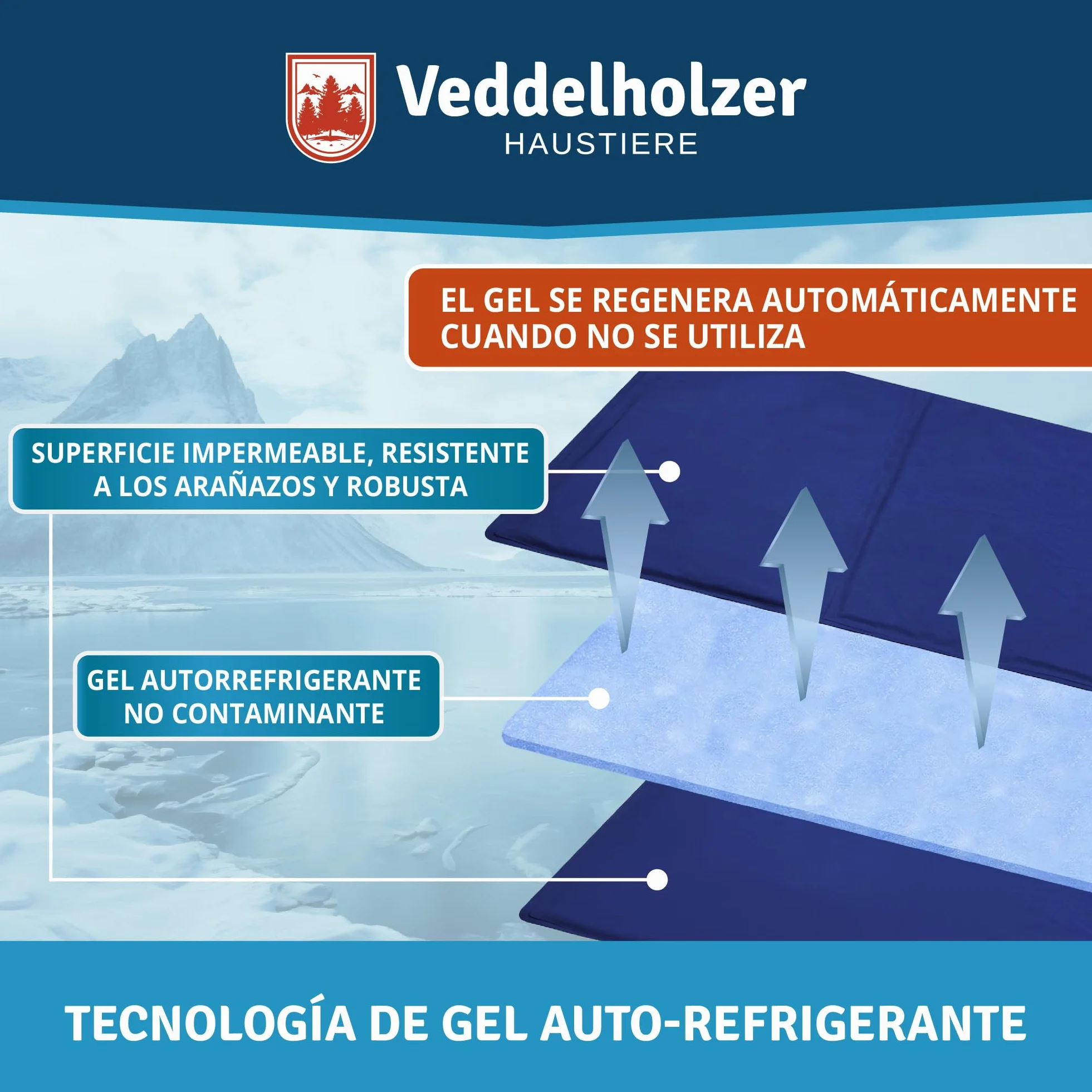 Veddelholzer Alfombrilla de refrigeración (L) para Perros Extra Gruesa, Resistente a los arañazos, Auto-refrigerante sin Electricidad, Verano y Viajes, para Perros