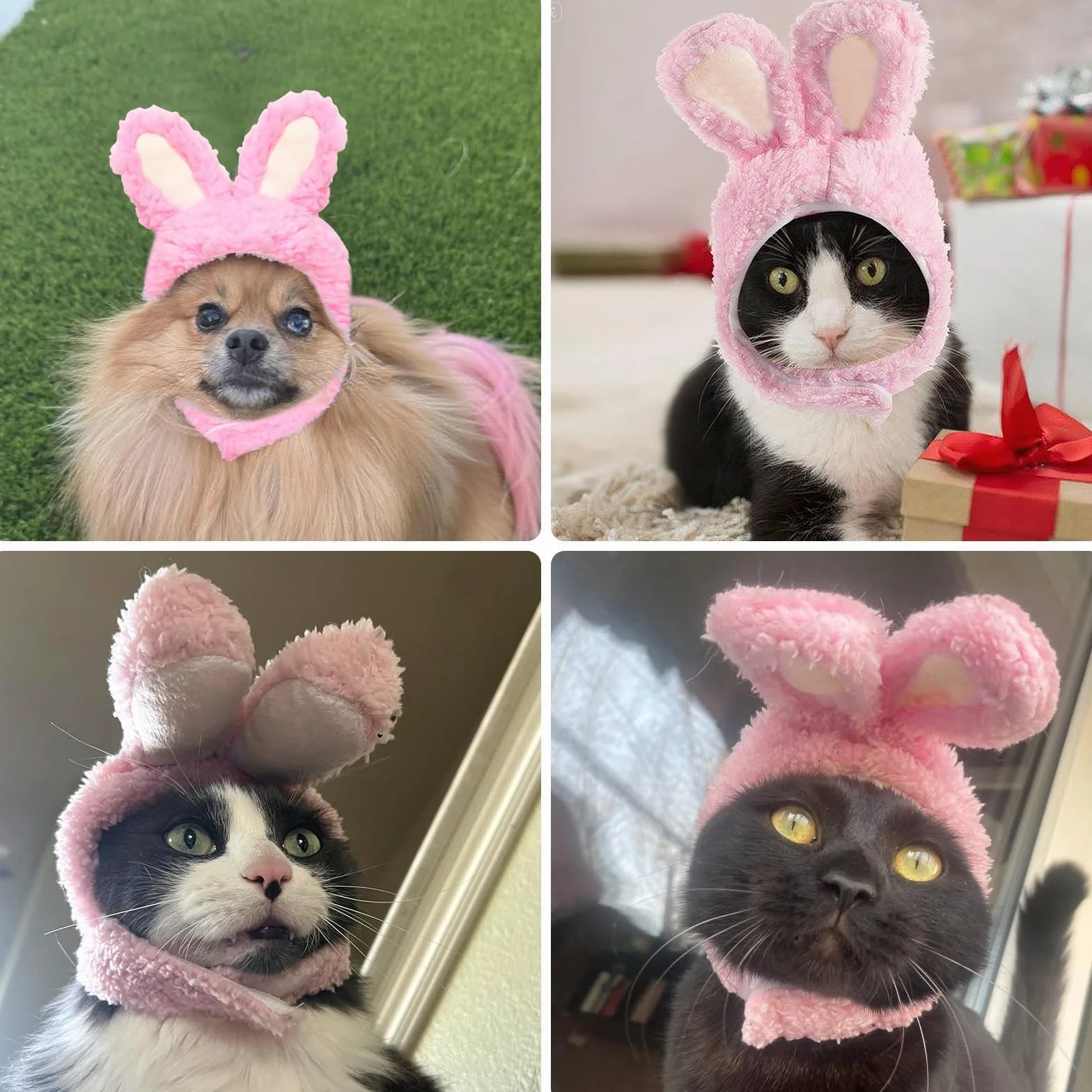 Disfraz de Gato Orejas de Conejo, Gorro para Mascotas Pascua, Apto para Gatos y Perros Pequeños (Rosa)