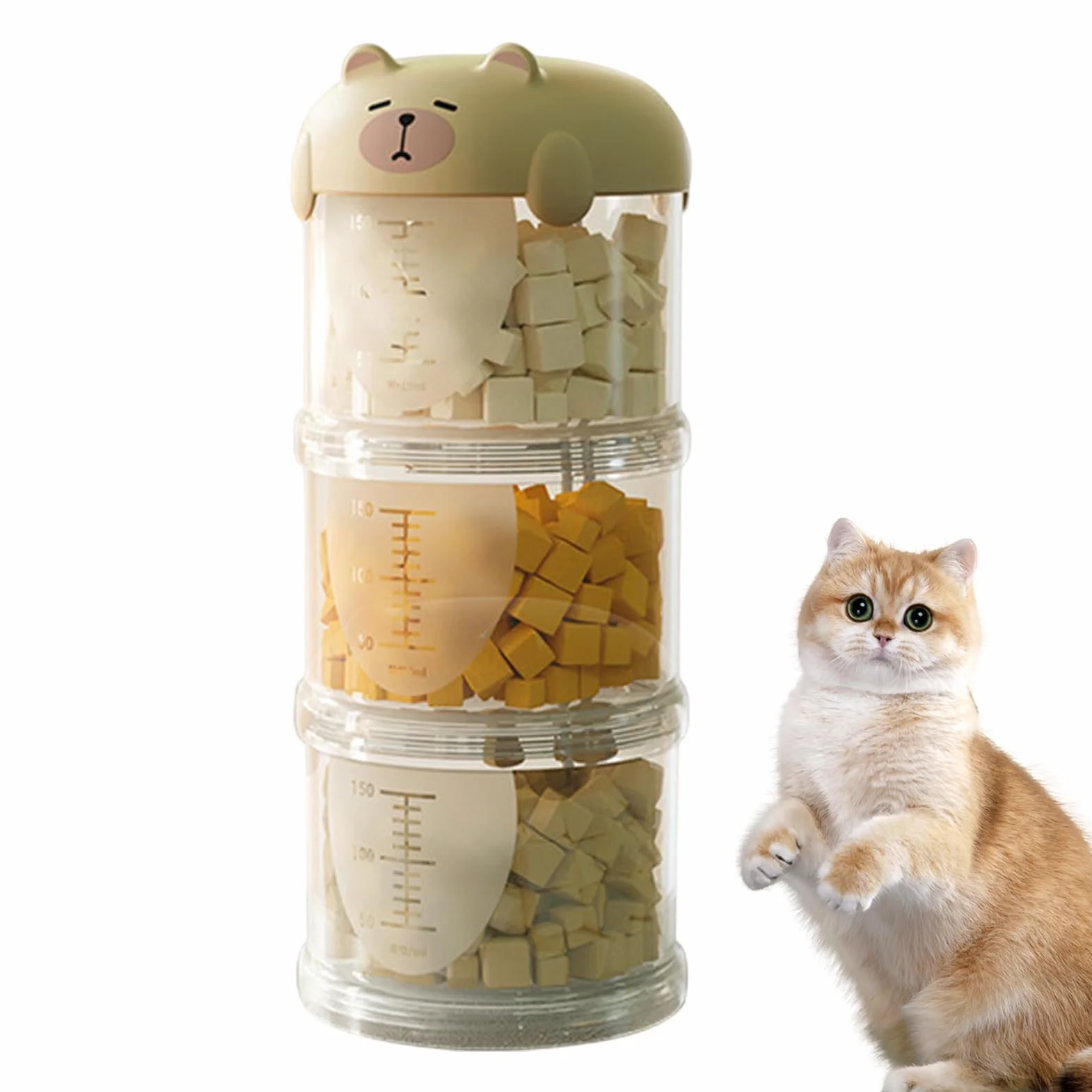Almacenamiento de golosinas para perros, pequeño recipiente portátil para golosinas, tarro de galletas decorativo apilable, diseño conveniente para despensa de cocina, uso en viajes al aire