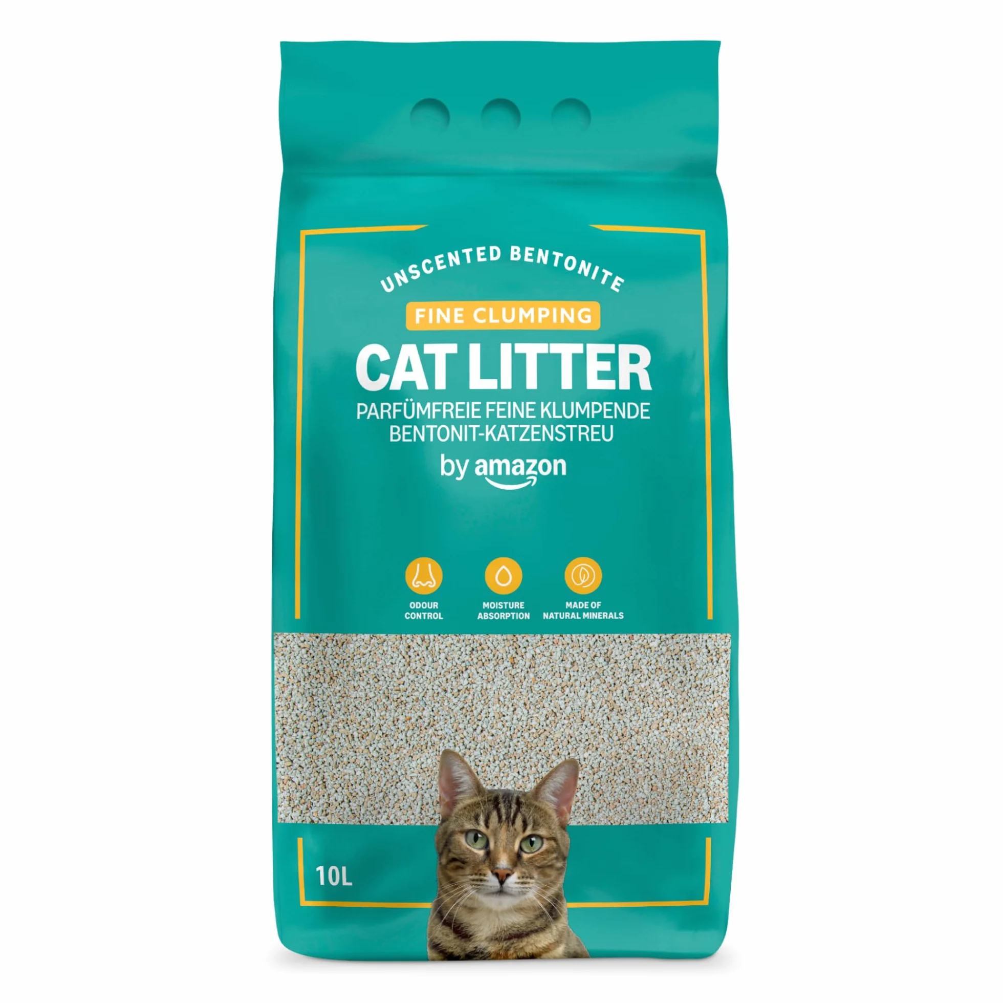 by Amazon Arenero Aglomerante Fino sin Perfume para Gatos, 10L (Paquete de 1)