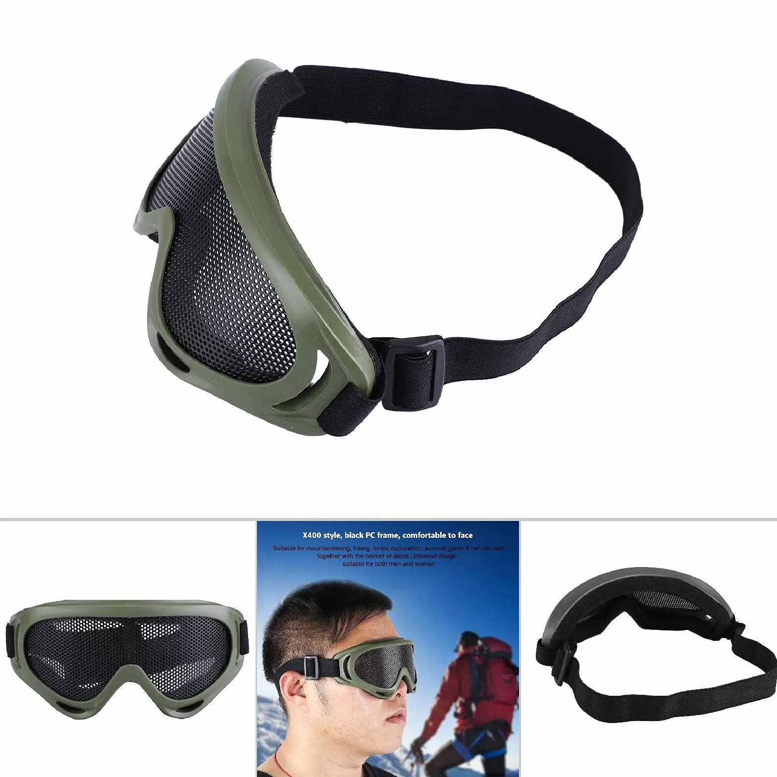 KIMISS X400 Tactics Mesh Airsoft Goggles Outdoor Protection Steel Mesh Paintball Eyewear Army Color