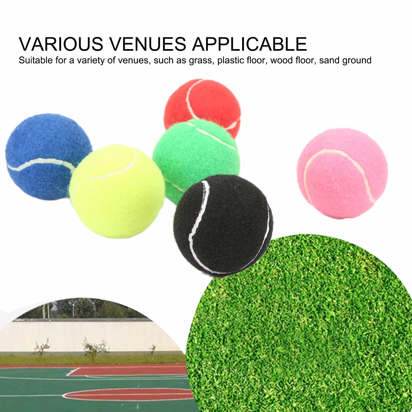 Pelotas de Tenis 6 Piezas, Multicolor, Baja Compresión, Entrenamiento para Principiantes Jóvenes Niños, para Perros