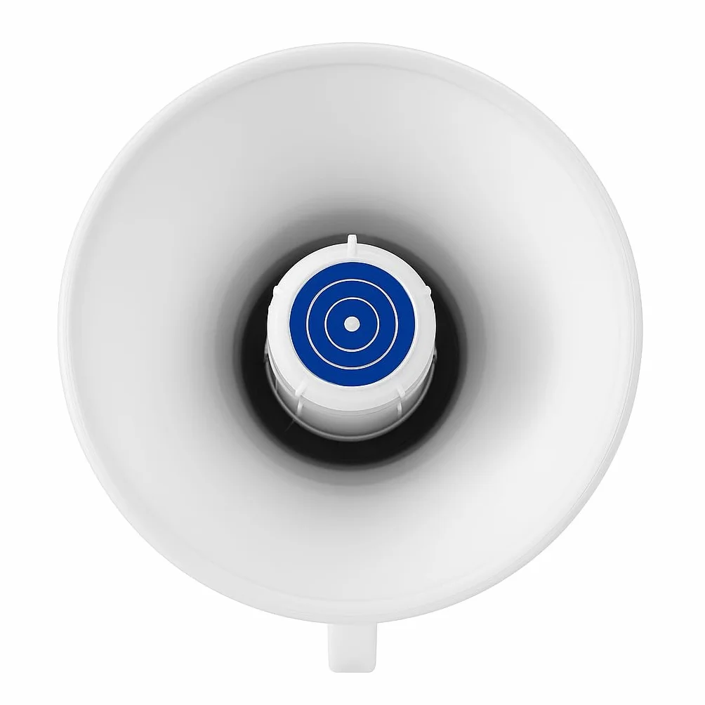 Megáfono portátil 40 W recargable con sirena, grabadora, LED y USB – Alcance 800 m – Modelo 26 A – Blanco/Azul