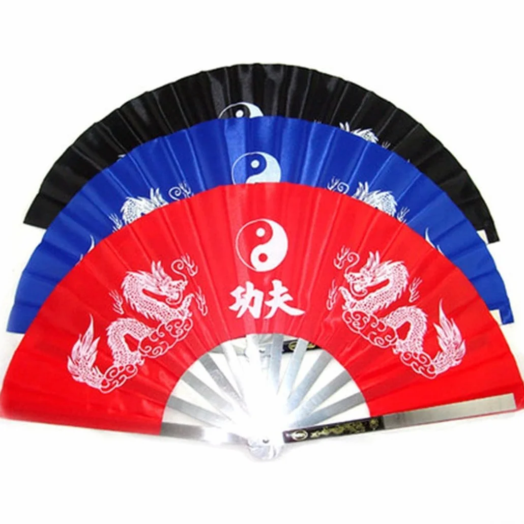 Abanico de lucha de acero inoxidable para Tai Chi y artes marciales (negro)