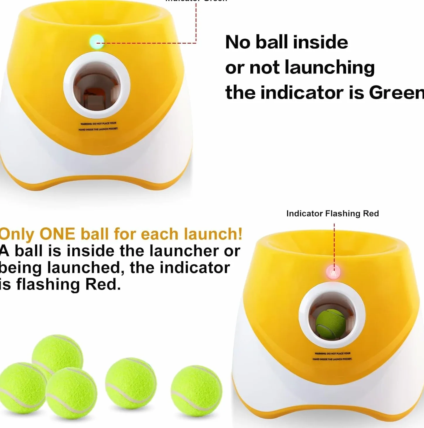 Lanzador automático de Pelotas para Perros, Lanzador de Pelotas de Tenis, Lanzador de Pelotas para Perros con 6 Mini Pelotas de Tenis de 2 Pulgadas y Bolsa de Malla, Lanzador Interactivo
