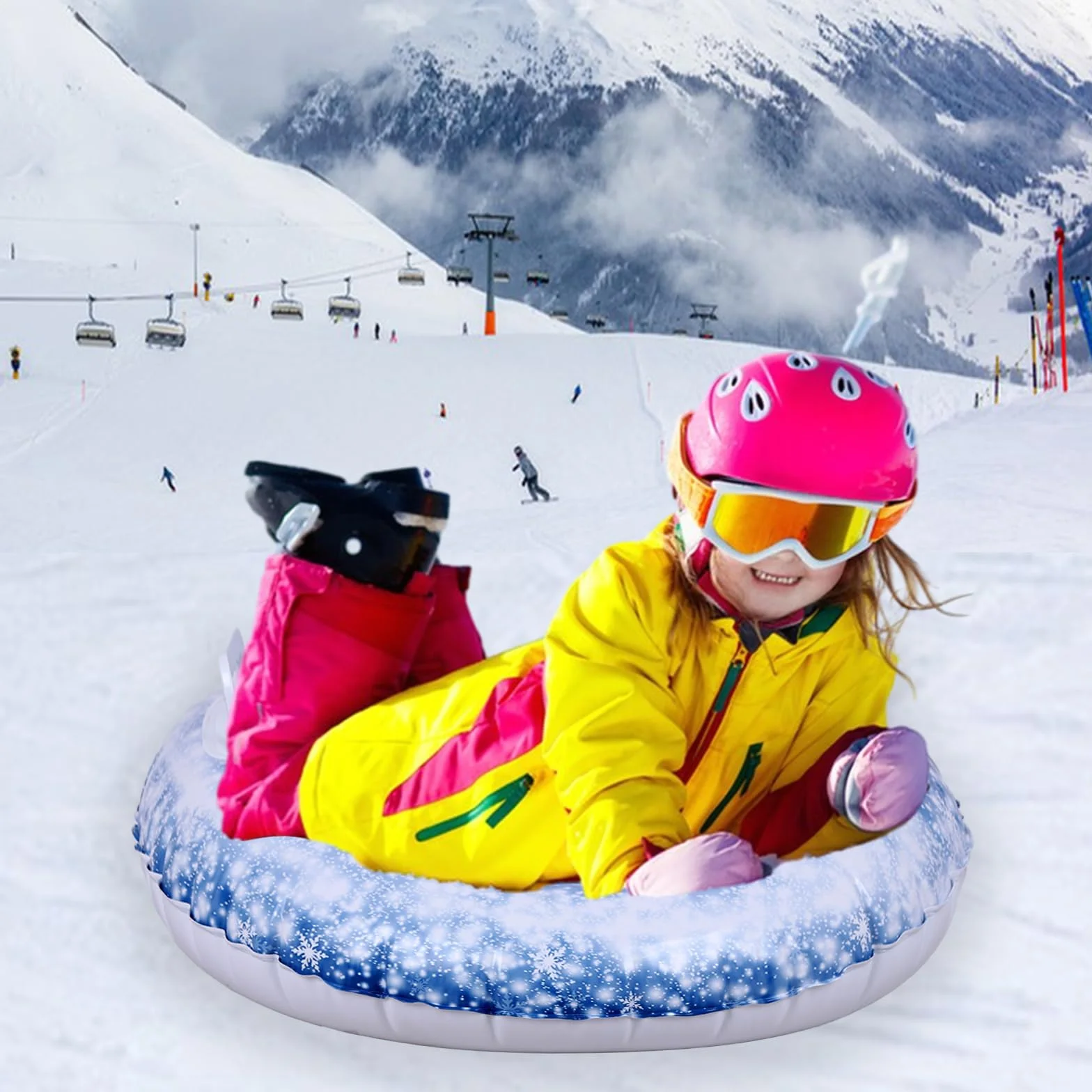 Tubo de nieve inflable 35 pulgadas con 2 asas para niños y adultos