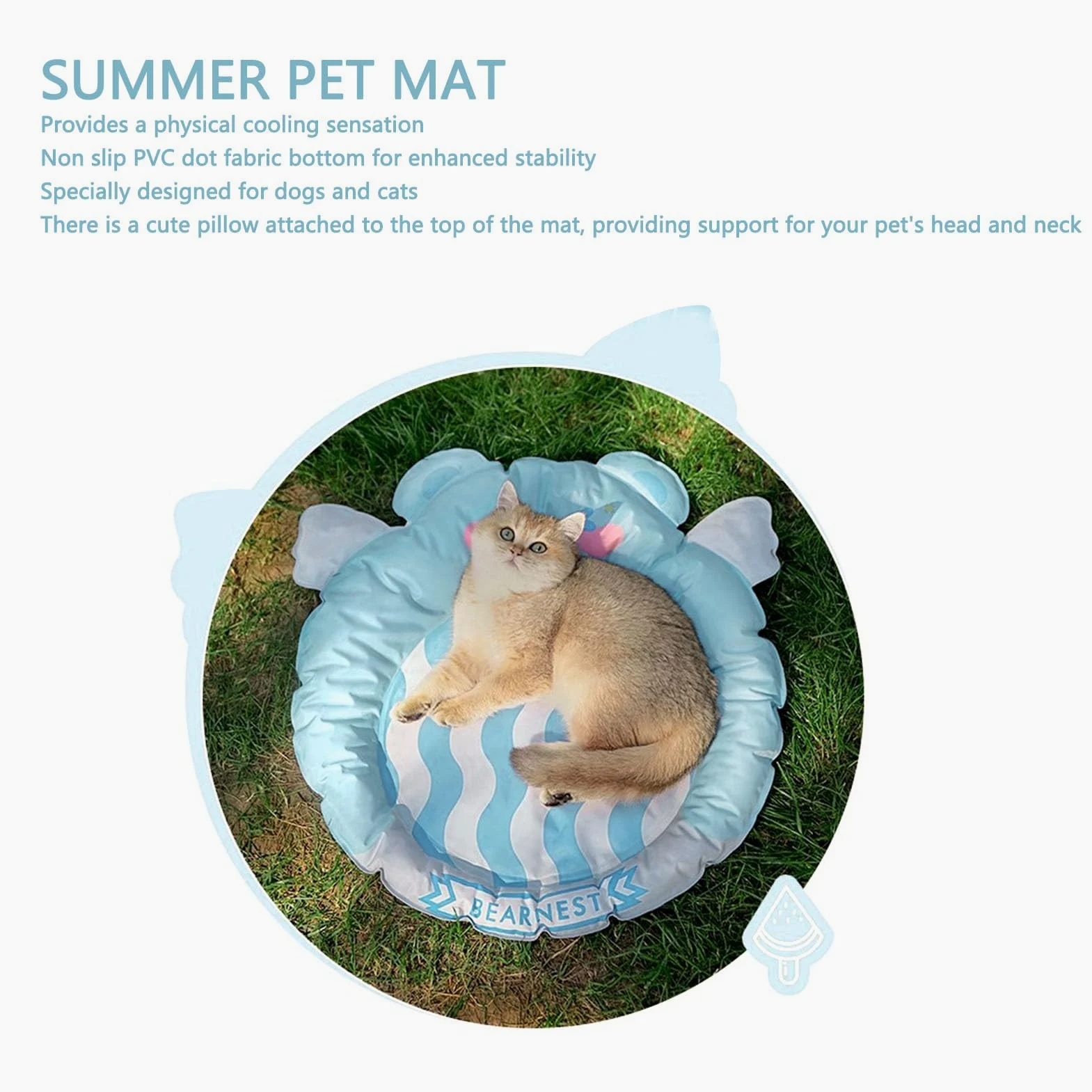 Alfombrilla de verano para mascotas, antideslizante, suave, duradera, relajante, favorece el sueño, almohadilla de refrigeración para perros y gatos (S)