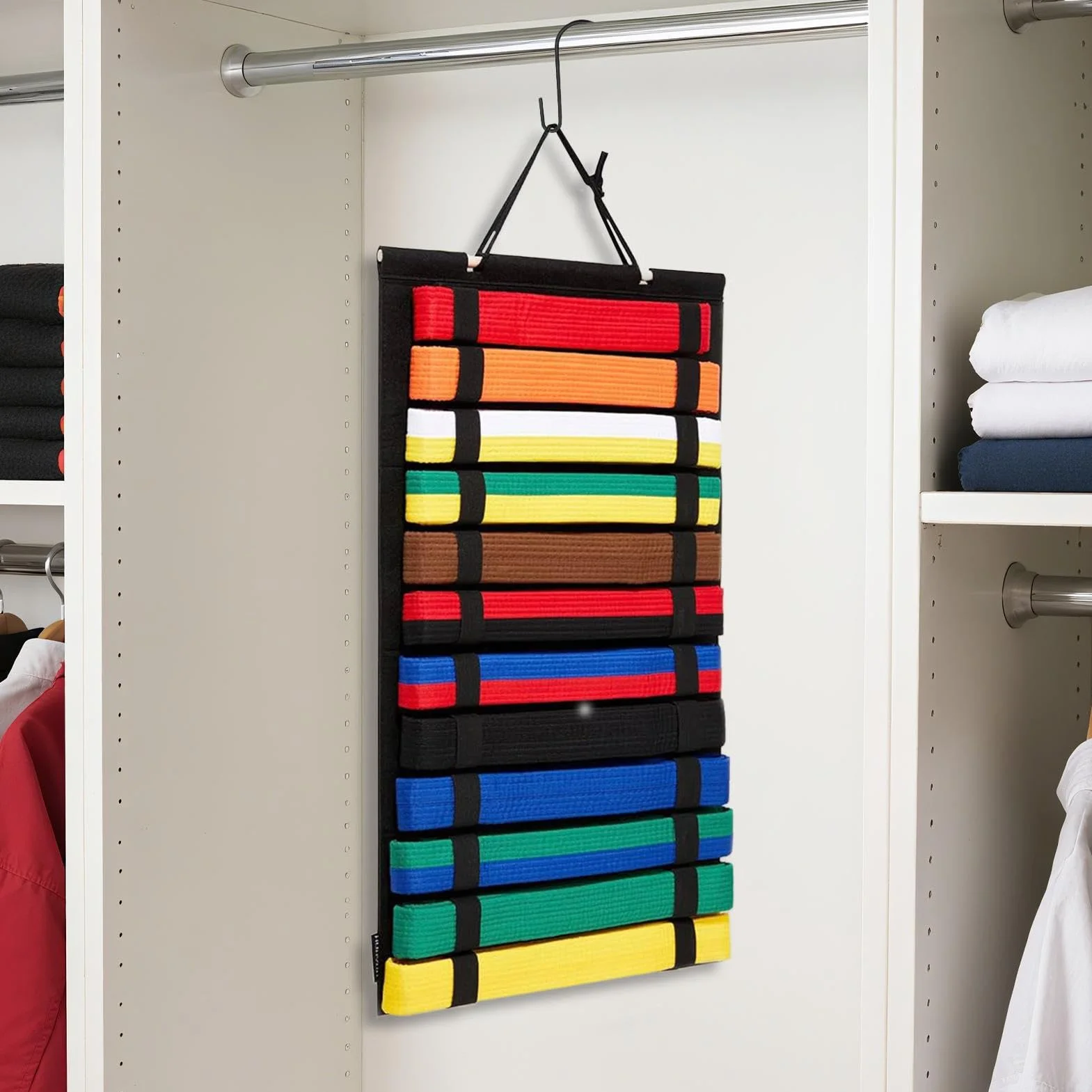 Estante de Exhibición para Cinturón de Karate - Soporte de Almacenamiento de Fieltro 24,61x13,58 Pulgadas para Pared