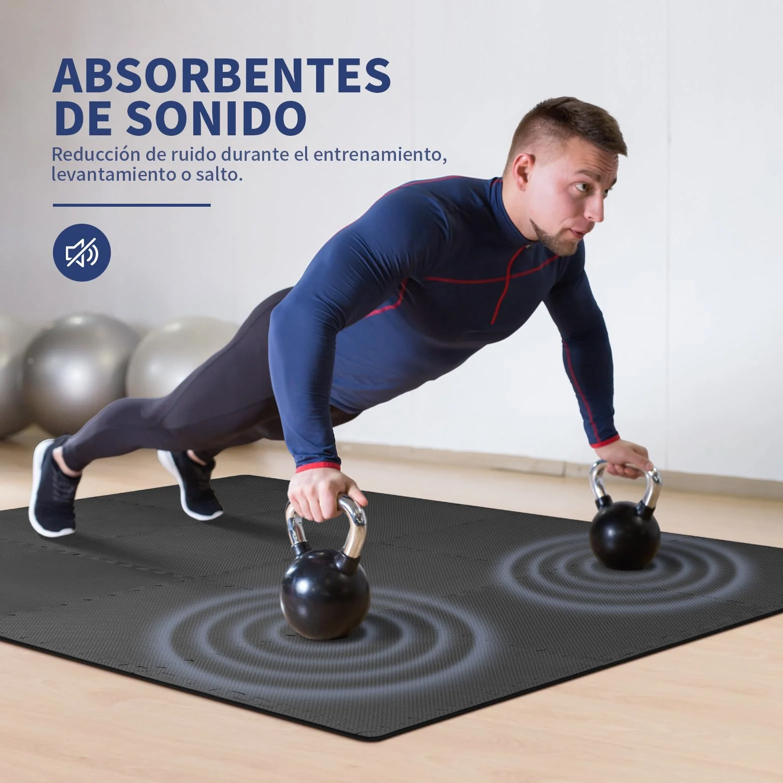 Esterilla Fitness Puzzle 50x50 cm 12 Piezas 3㎡ EVA para Suelo de Gimnasio