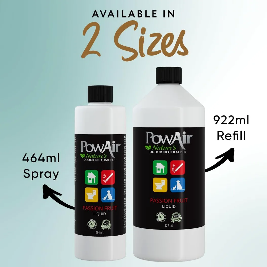PowAir Neutralizador de olores líquido natural, fragancia de citronela, control de olores versátil para el hogar, coche, mascotas, ideal para soluciones de limpieza, pulverizadores, difusores (922 ml)
