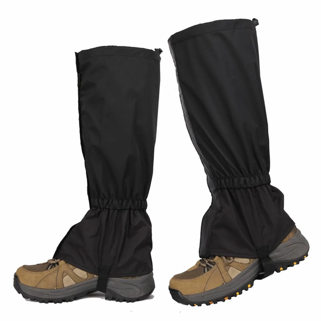 Polainas Impermeables Senderismo Ajustables Transpirables para Hombre Mujer Caza Esquí Montañismo Negro