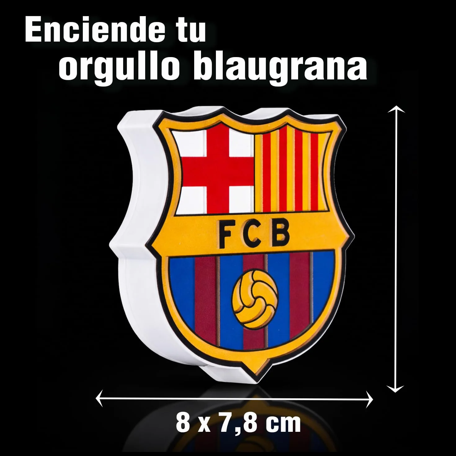 Escudo Portátil Luz LED Real Madrid Barça Valencia F.C. Benfica Batería Recargable 3 Modos de Luz