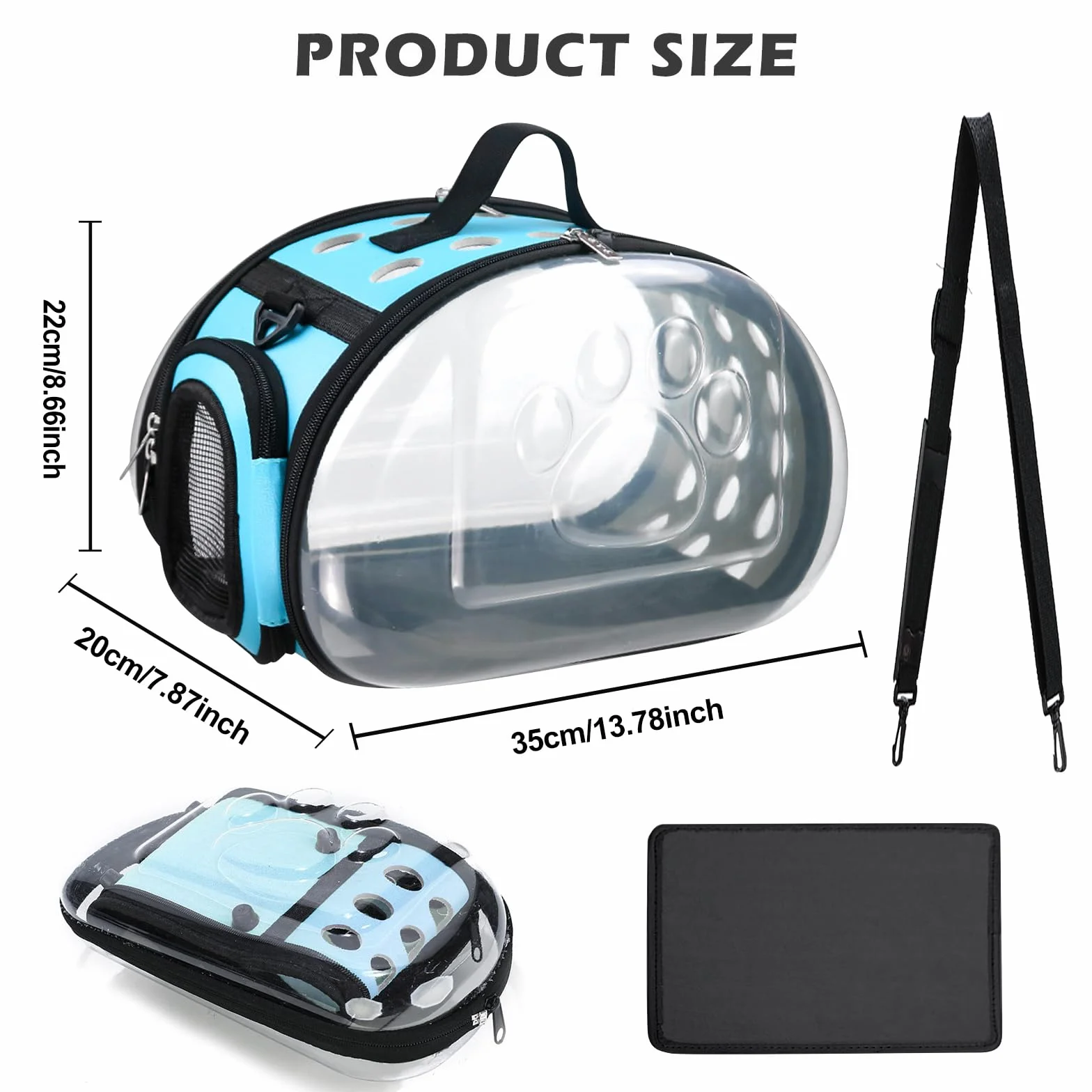Transportín para conejos y animales pequeños, plegable, para cobayas, conejos, gatos, pájaros, portátil, con ventilación y bolsillos laterales