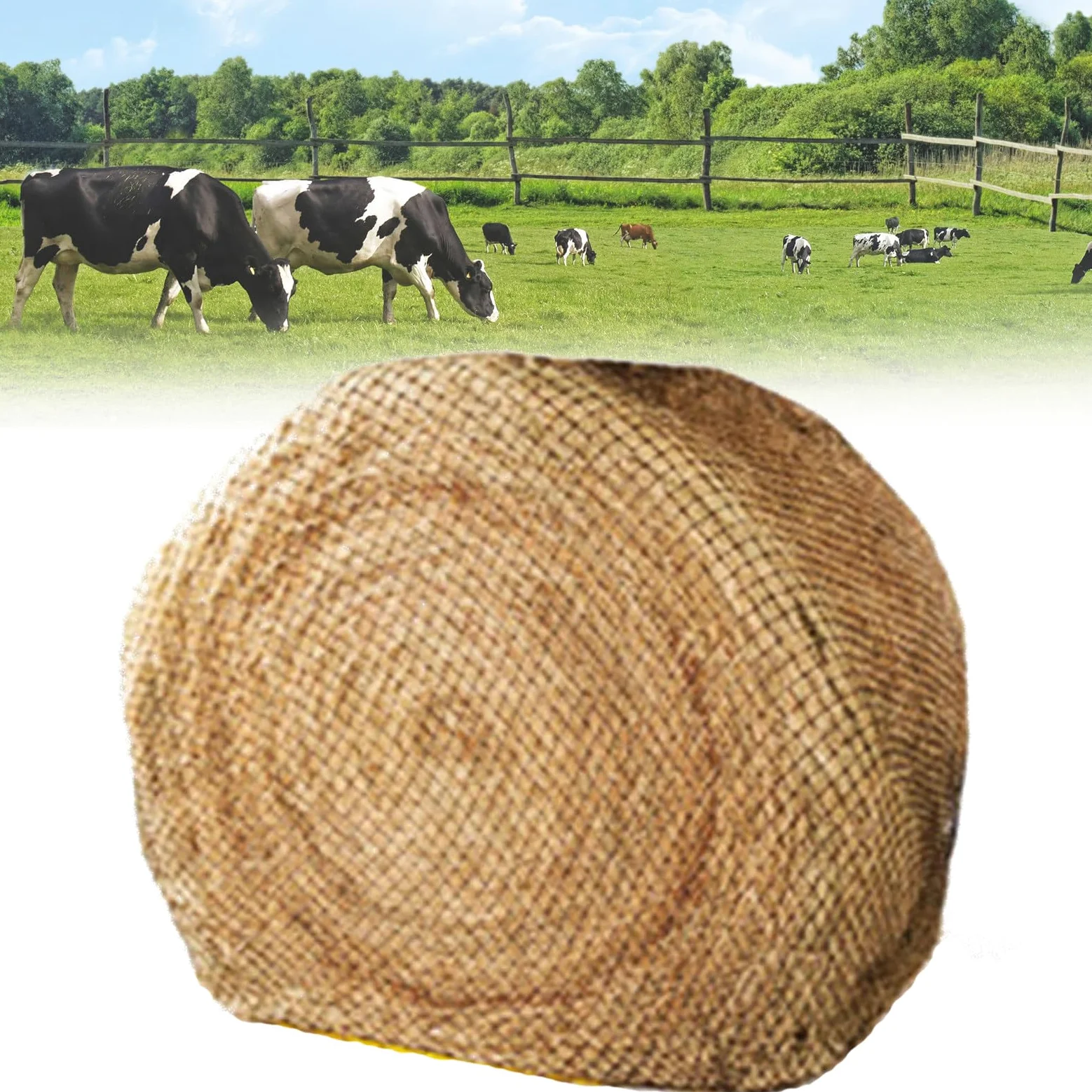 Alimentador Lento para Caballos, Malla Gruesa de heno de Bala Redonda Resistente sin Nudos, PE Que se Adapta fácilmente a Balas de Paja con Orificio de 1,5 Pulgadas,M