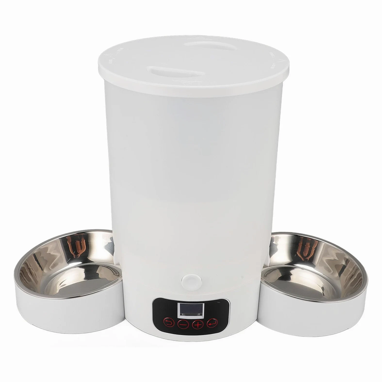 Comedero Automático para Gatos con Cuenco Doble de Acero Inoxidable, Capacidad de 3 litros, Ideal para Perros y Gatos, Fácil de Limpiar y Alimentación Programada Inteligente (Blanco)