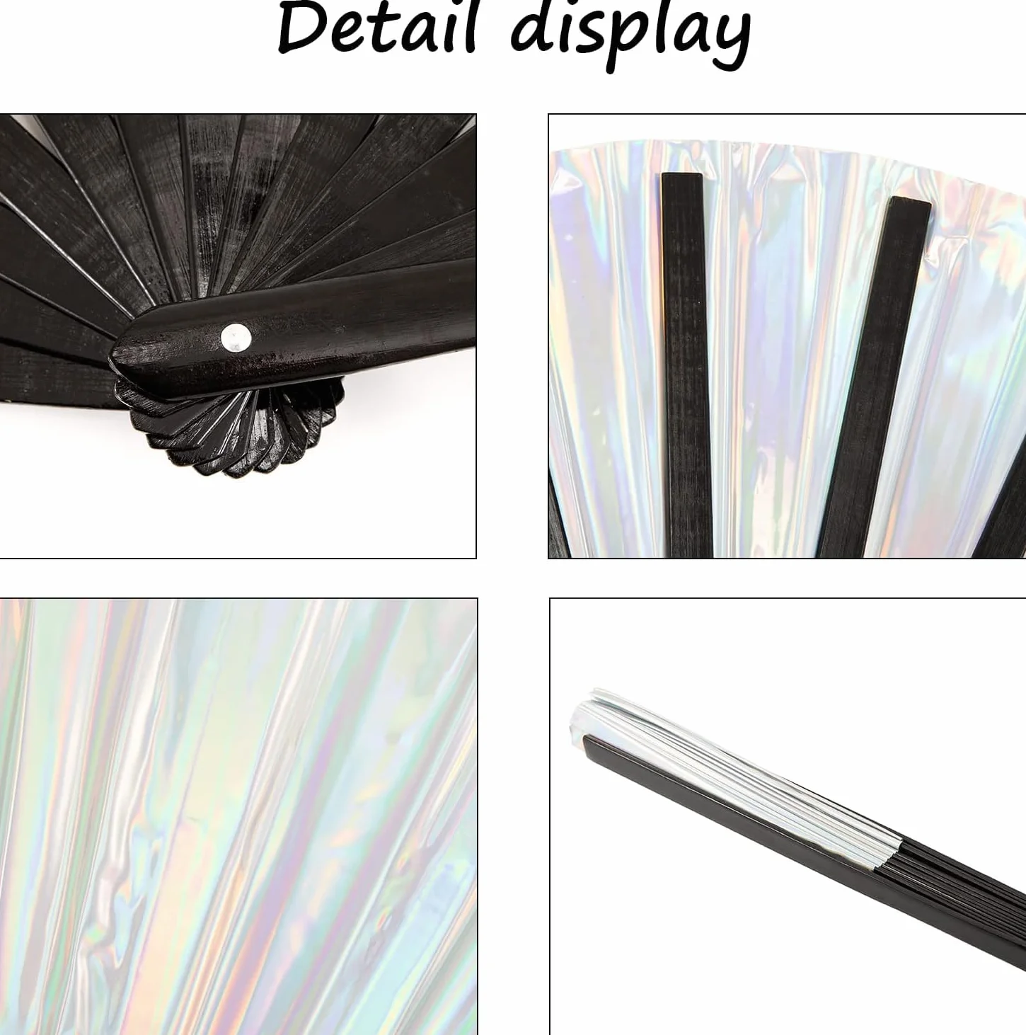 Abanico plegable grande brillante metálico 10" chino para fiestas festivales Kung Fu Tai Chi bailes rave