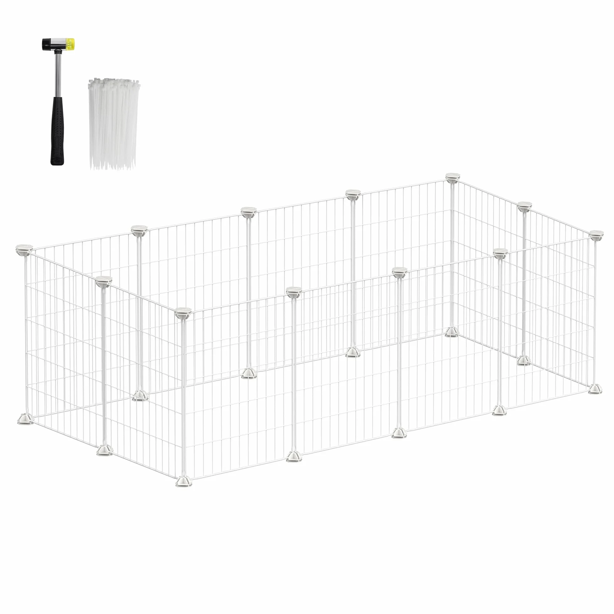 SONGMICS Jaula para Mascotas, Valla Metálica para Hámster, Conejitos, Parque de Mascotas en Bricolaje, para Animalitos, Blanco LPI001W01
