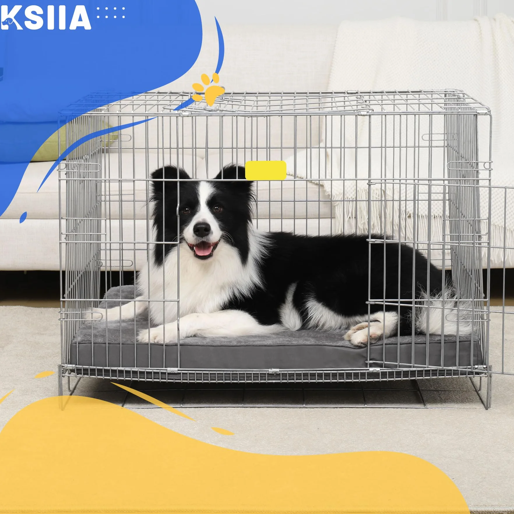 KSIIA Camas Perro Ortopédica Grande, 90x55cm, Cama para Perros L, Colchon Cojín Colchoneta Perro Desenfundable, Cama Mascota Lavable a Máquina Relleno Grueso Fondo Antideslizante Dog Bed, Gris Oscuro