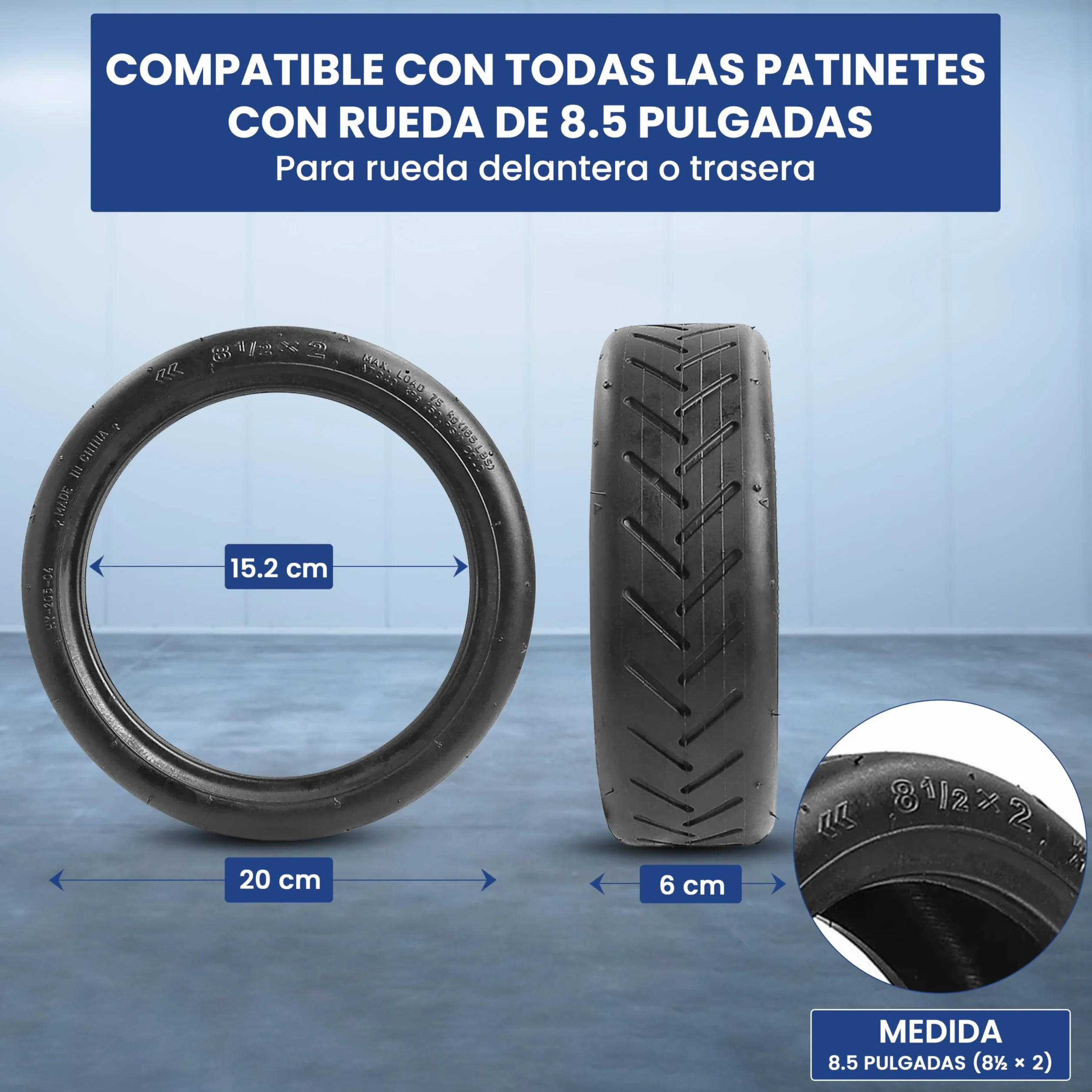 ANSENI Cubierta y Cámaras de Aire 8.5 Pulgadas Neumático 50/75-6.1 Ruedas Compatible Xiaomi M365 Pro2