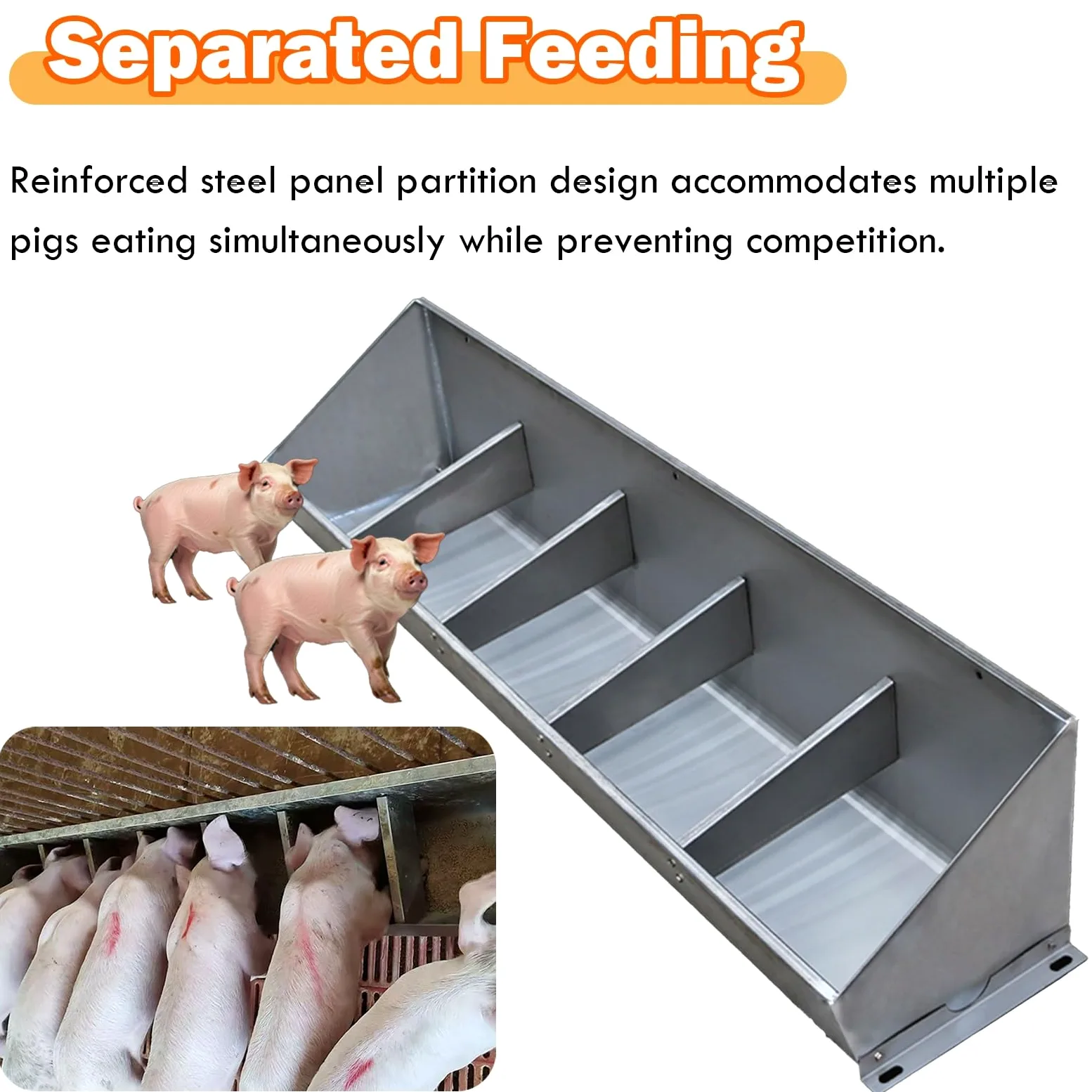 AMUFJJ Comedero para Ganado Bebedero para Cerdos/ganados/Cabras, Comedero Grande para Ganado Doméstico, Comederos De Heno para Animales, Bebederos, con 4/5/ 8/10 Lugares(Long 50cm (1.6ft) - 4 bit)