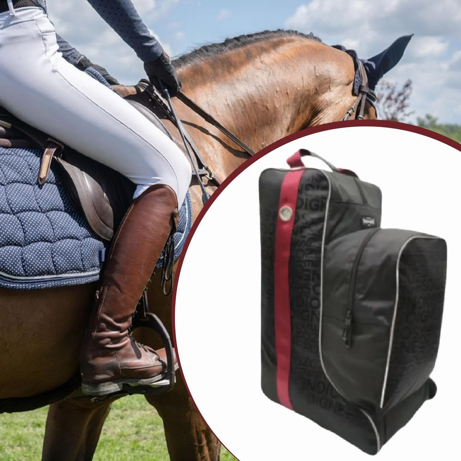 Bolsa para Botas de Equitación, Protección para Competición y Equipo Ecuestre de Tela Oxford, Bolsa de Arneses para Caballos, Bolsa para Botas de Montar de Vaquero, Impermeable, Multiusos
