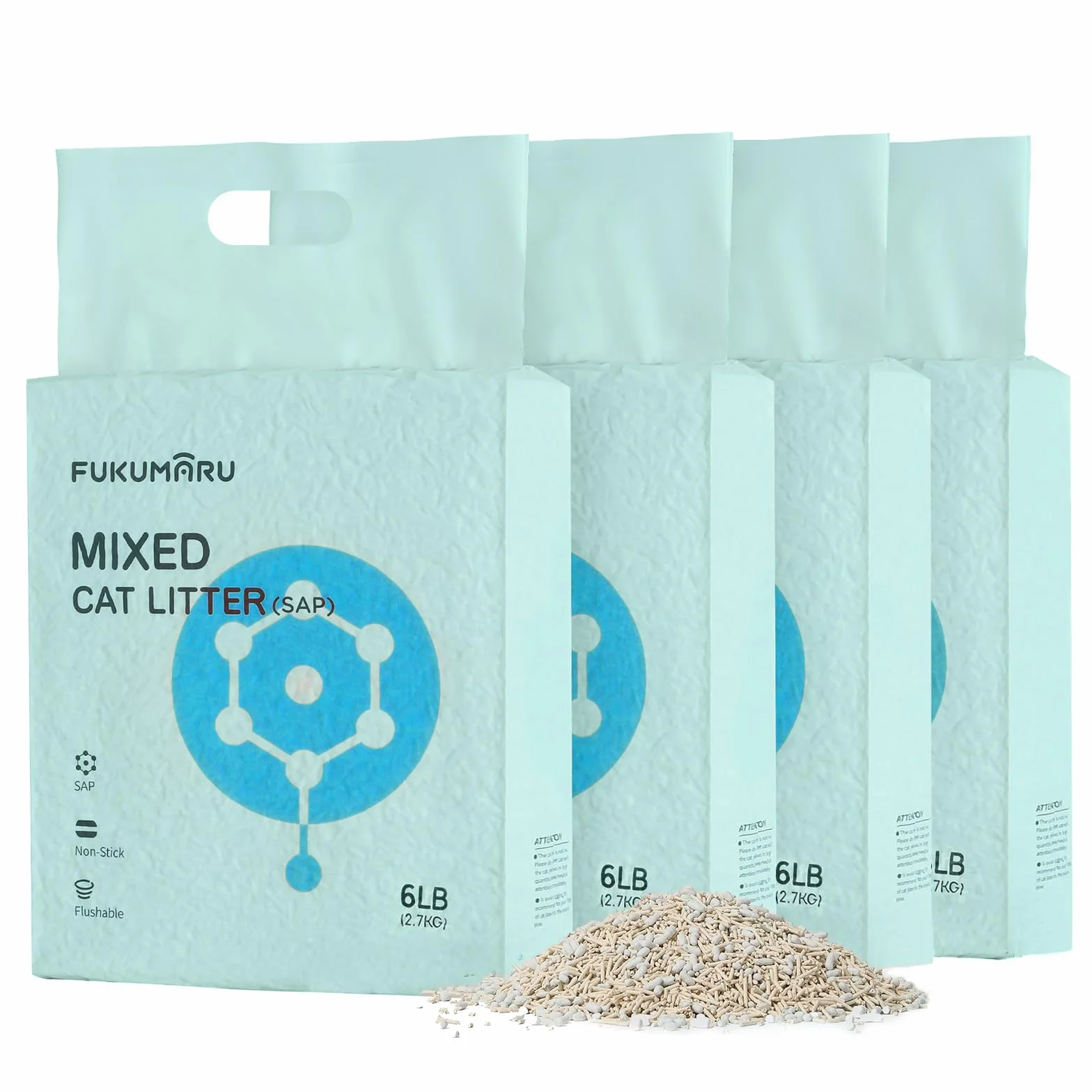 FUKUMARU Arena de Tofu para Gatos 10.8 kg, Arena aglomerante rápida para Gatos con Material superabsorbente, absorción instantánea, sin Polvo, bajo Rastro, Control de olores
