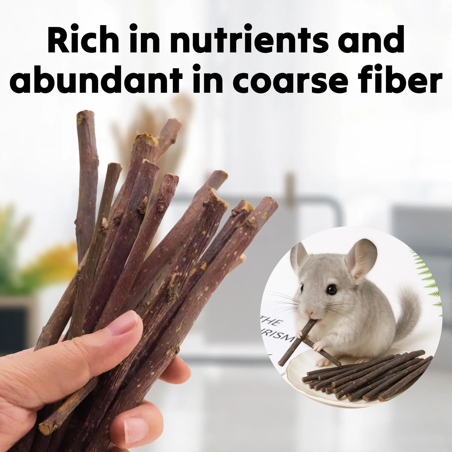 500g Palo de Manzano Natural 300pcs, Palo de dentición para Mascotas, Palo de Manzano Juguete para Conejo Hamster cobaya Chinchilla (500g)