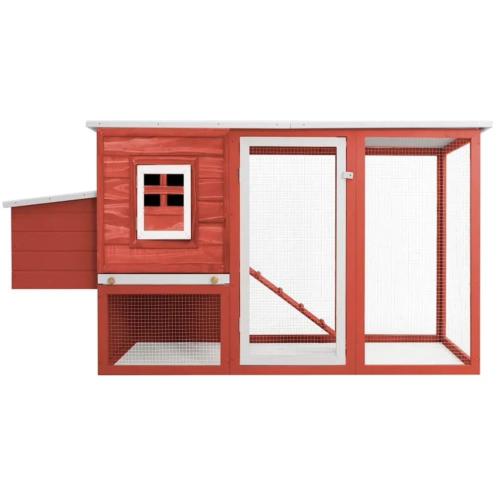 Gallinero exterior de madera de pino con techo verde impermeable, jaula de gallinas de madera roja, pajarera, rampa de acceso, bandeja deslizante y jaula de huevos
