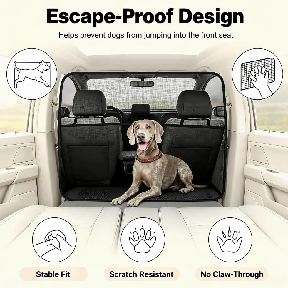 Red Coche para Perros para KIA Seltos | Barrera para Mascotas Coche Ajuste Red para Perros Coche Barandilla Multifuncional Perro Maletero