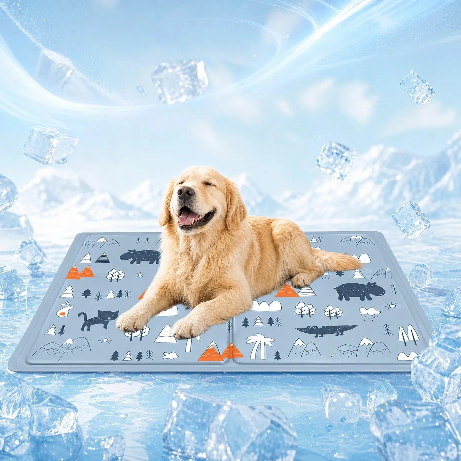 Alfombrilla Refrescante para Mascotas,Manta Refrigerante Perro,Cama Frio Animales Colchon Mascotas para Verano,Alfombrilla Refrescante Cojín de Gel Auto Refrigerante Impermeable-40x50cm/Gris