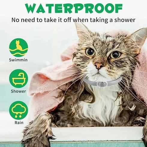Collar Antipulgas y Garrapatas para Gatos - 4pcs Antiparasitario, Protección 24 Meses, Talla Única, Ajustable e Impermeable