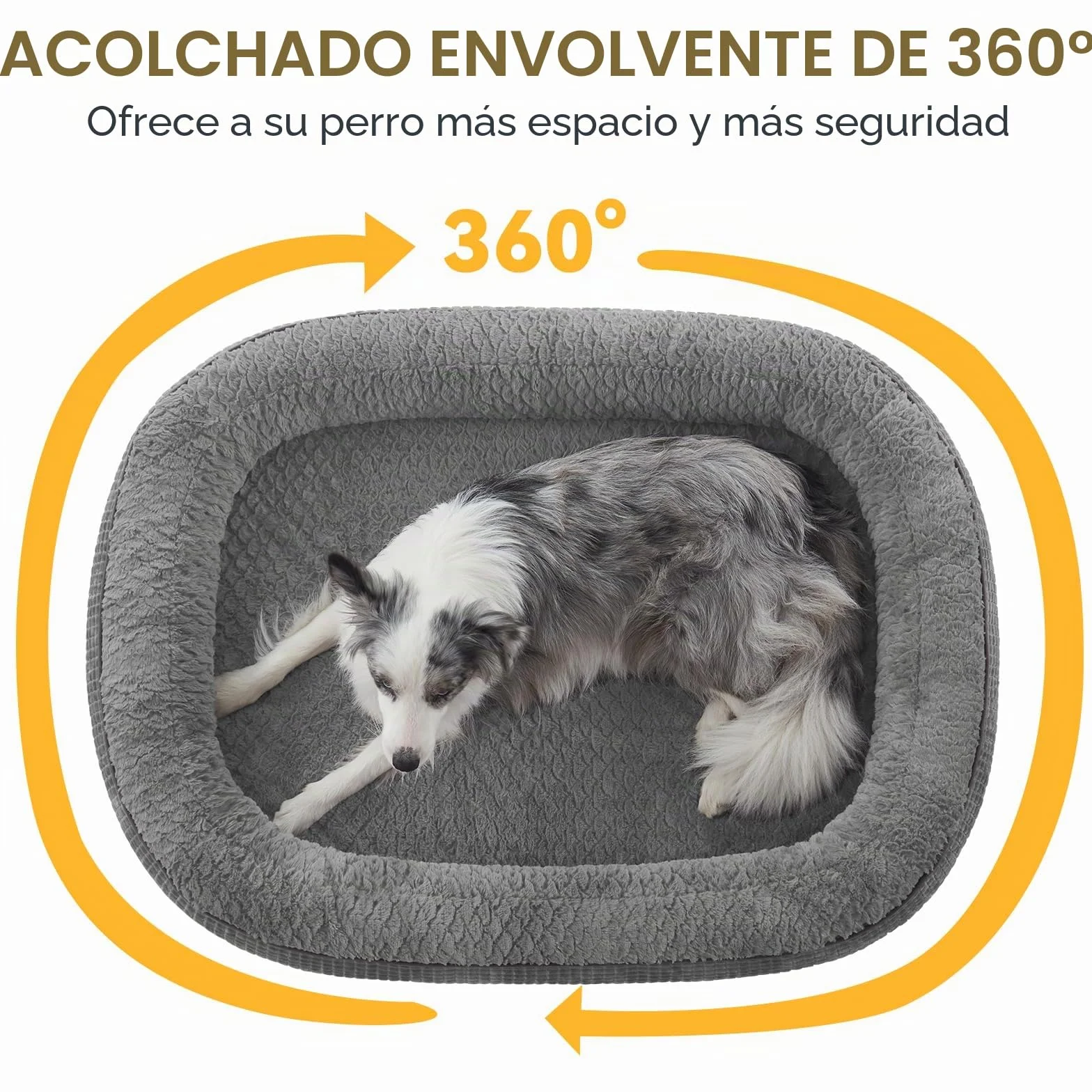 Pawk Cama Perro Medianos Sofá Perro Ortopedica Desmontable y Lavable, Colchon Perro con Forro Impermeable y Espuma Viscoelastica,89x63x18cm, Gris
