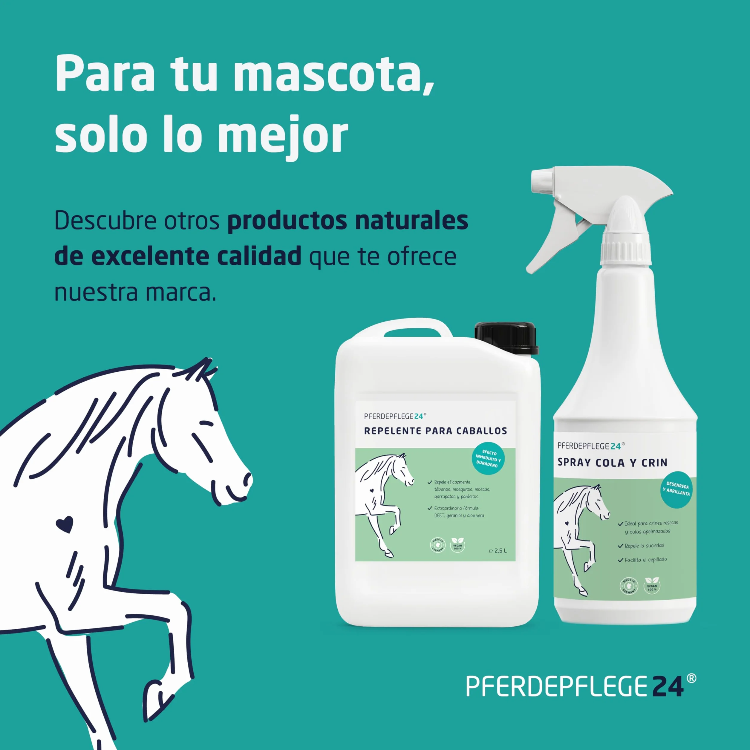 PFERDEPFLEGE24 Spray Repelente Moscas para Caballos con DEET 1000ml