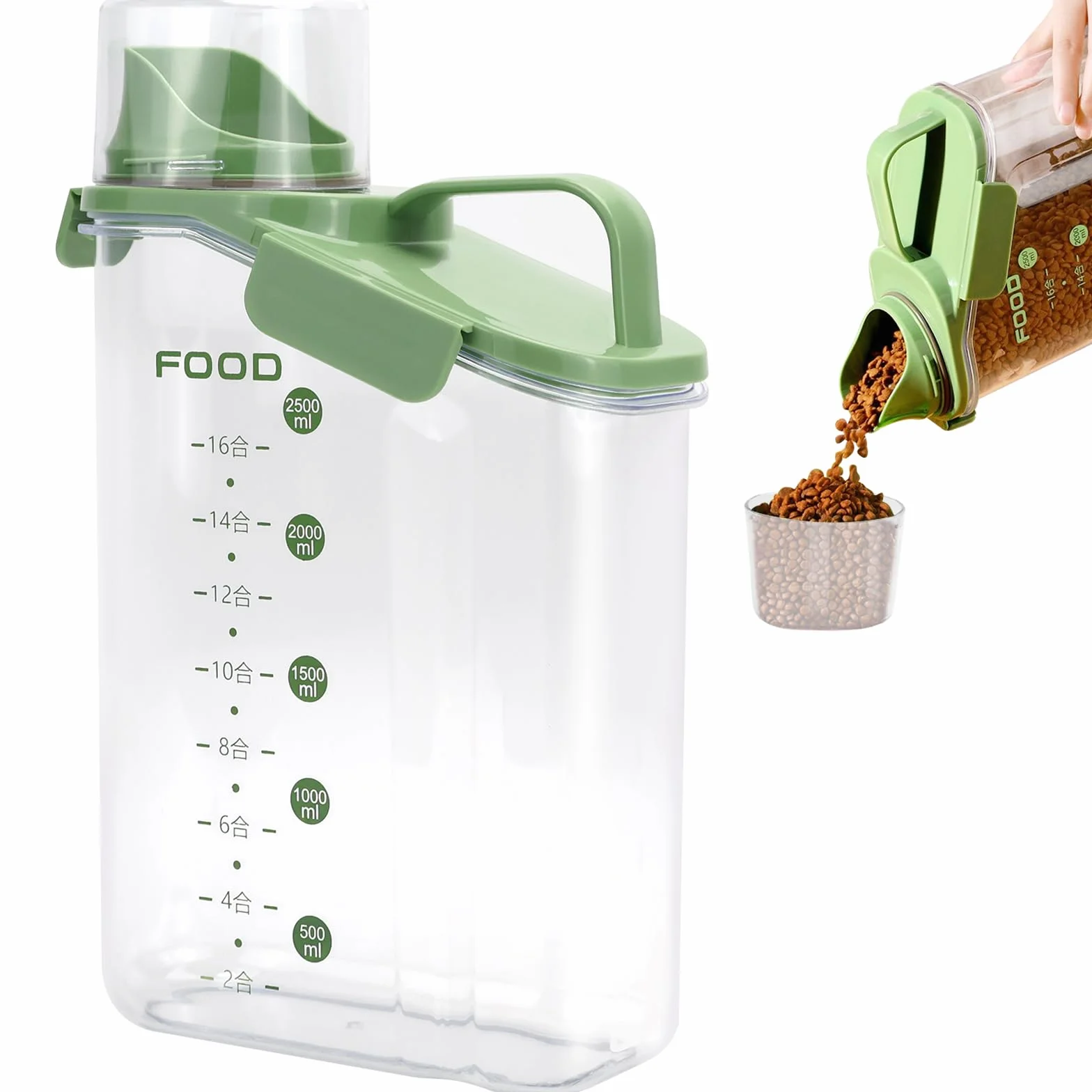 Contenedor Pienso Perros 3L Botes Cocina Almacenaje con Vaso Medidor Pienso Transparente Botes Hermeticos Cocina para Cereales Arroz Comida para Mascotas