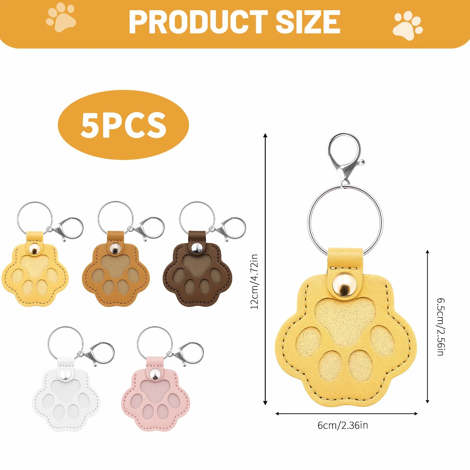 Ruvan 5 PCS Caja De Recuerdos Para El Pelo De Mascotas, Llavero Pelo Perro, Llaveros Conmemorativos De Piel PU, Llavero Conmemorativo Para Mascotas, Recuerdo De Perro Gato