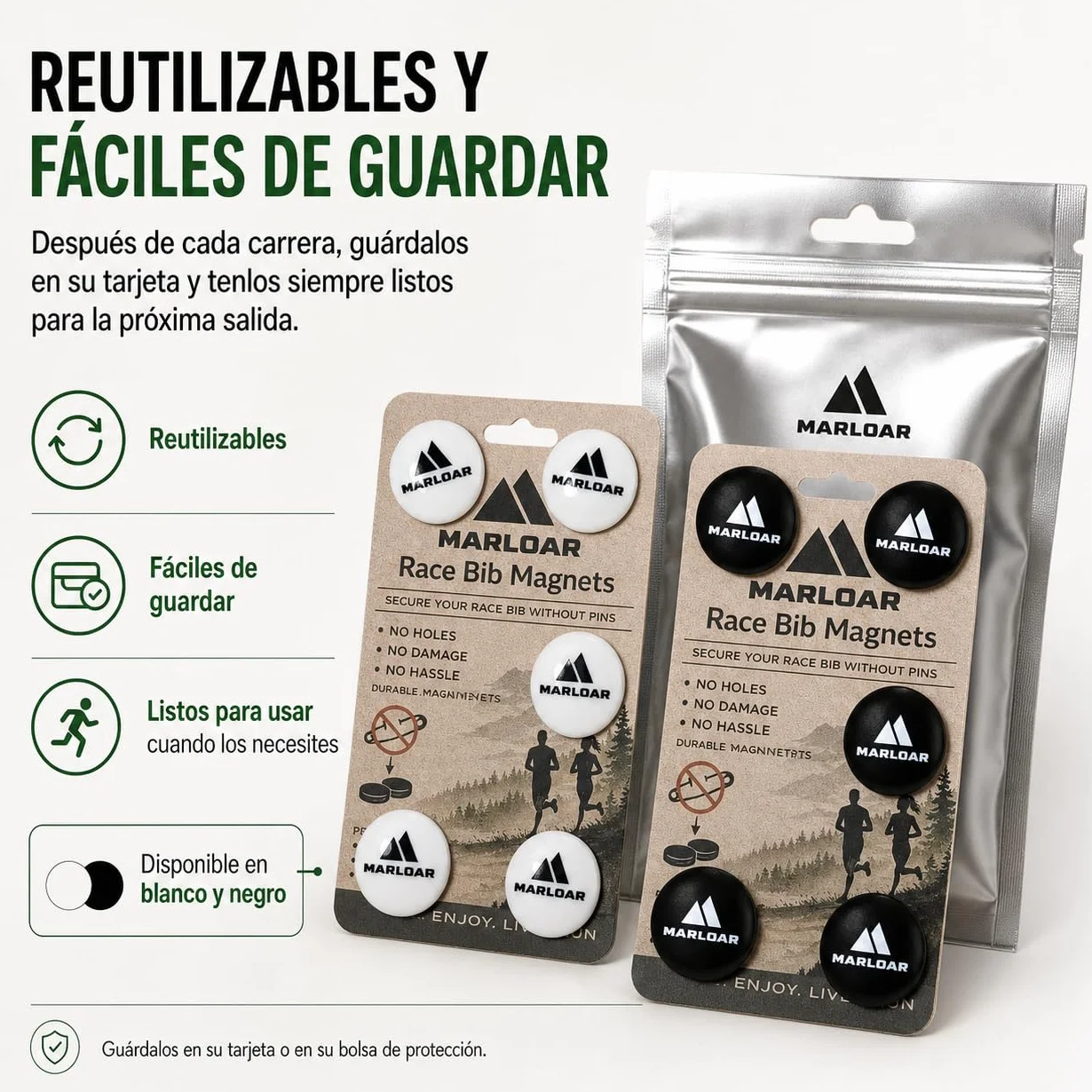 Imanes Dorsal Running Magnéticos para Maratón Trail Triatlón Pack 4-6