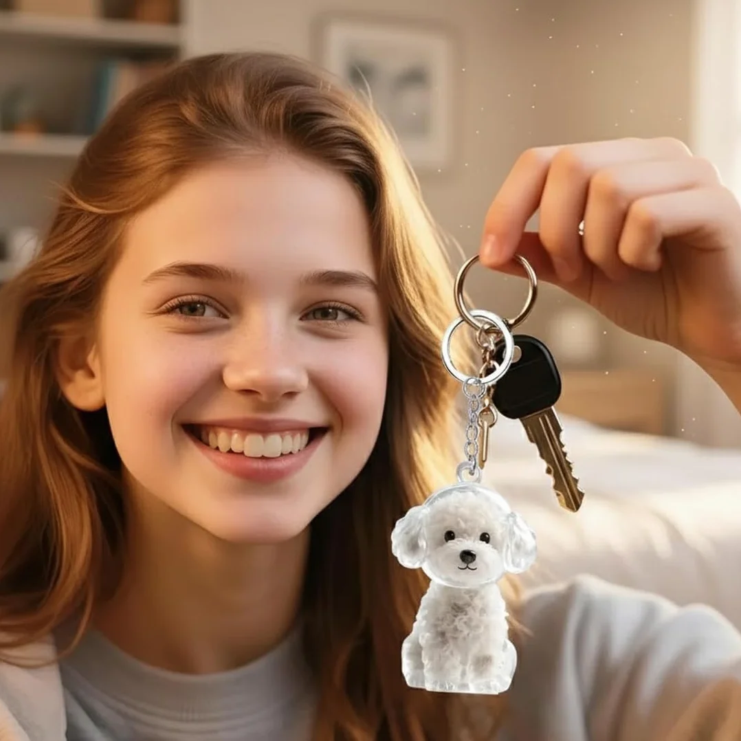 4 Llaveros Pelo Perro, DIY Recuerdos Hechos de Pelo de Perro, Contenedor para Guardar Pelo de Mascotas, Botellas de Recuerdo en Forma de Perro