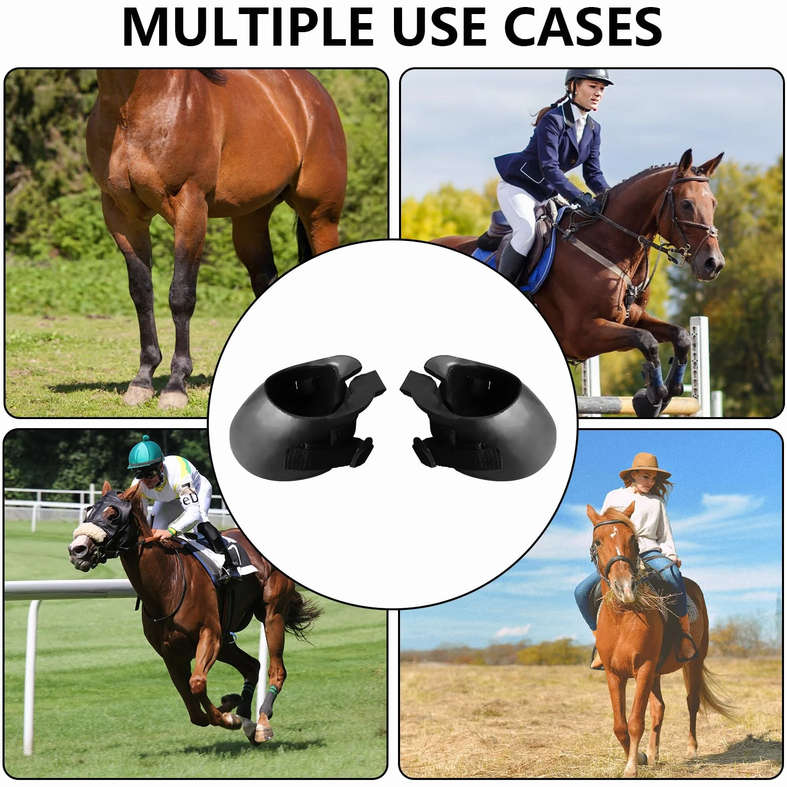 1 Par Botas de Goma para Cascos, Protección para Cascos de Caballos, Antideslizamiento Botas de Goma para Caballos, Herraduras para Cascos Lesionados, Diseñado para Soporte en Lesiones (M)