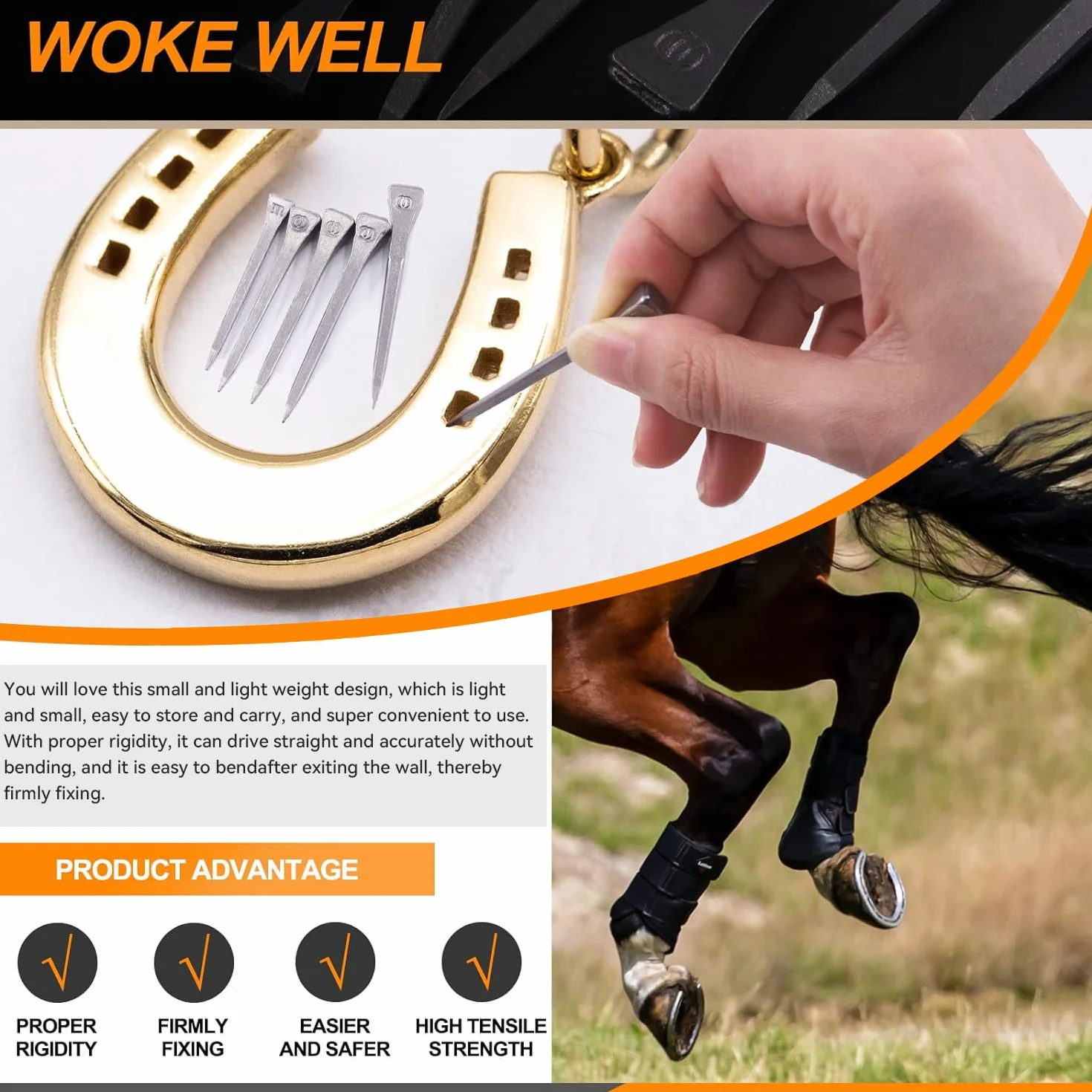 Clavo de Herradura Clavos De Acero De Caballo 5.4cm Caballo Clavo de Pezuña 30pcs para entrenamiento de caballos Deportes ecuestre para Vidrio de Plomo Fijo