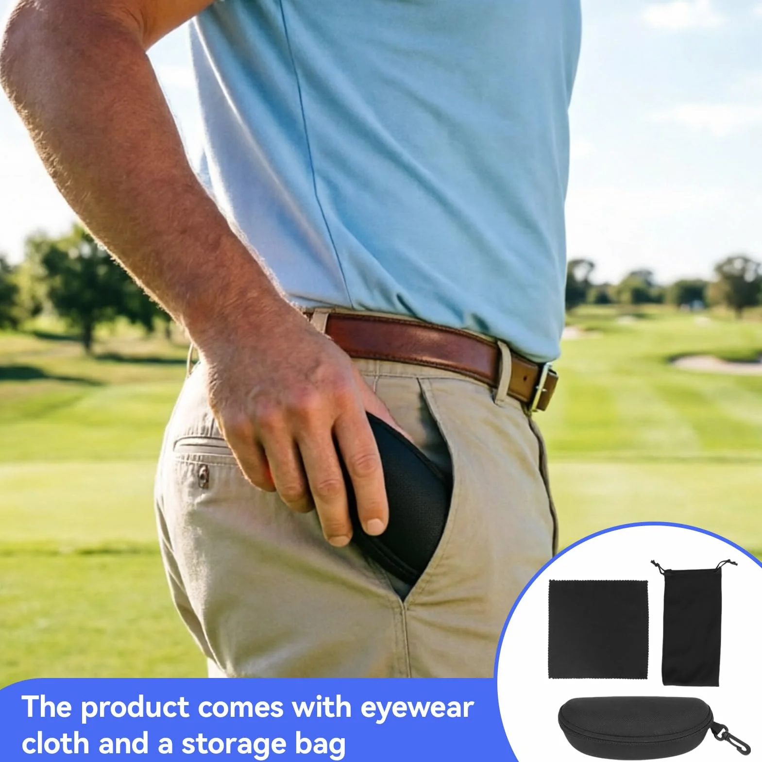 HERCHR Gafas localizadoras de pelotas de golf con lentes azules y bolsa de almacenamiento